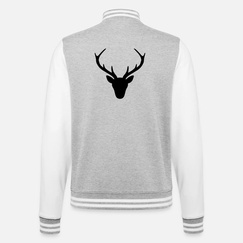 Hirsch Geweih Silhouette Jagd Jäger Geschenk - College-Sweatjacke - Grau meliert/Weiß