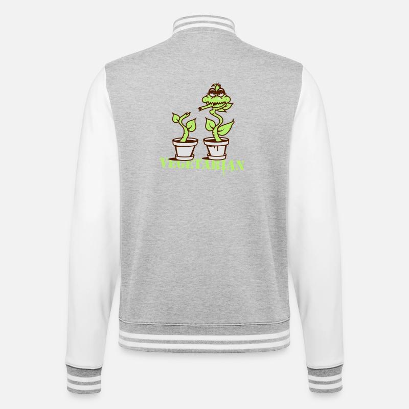 Fleischfressende Pflanze wird zum Vegetarier - College-Sweatjacke - Grau meliert/Weiß