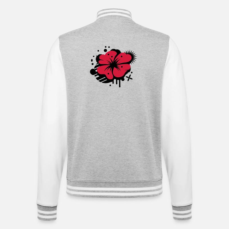 Klatschmohn als Graffiti - College-Sweatjacke - Grau meliert/Weiß