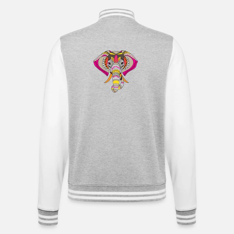 Tribal Elefant Muster - College-Sweatjacke - Grau meliert/Weiß