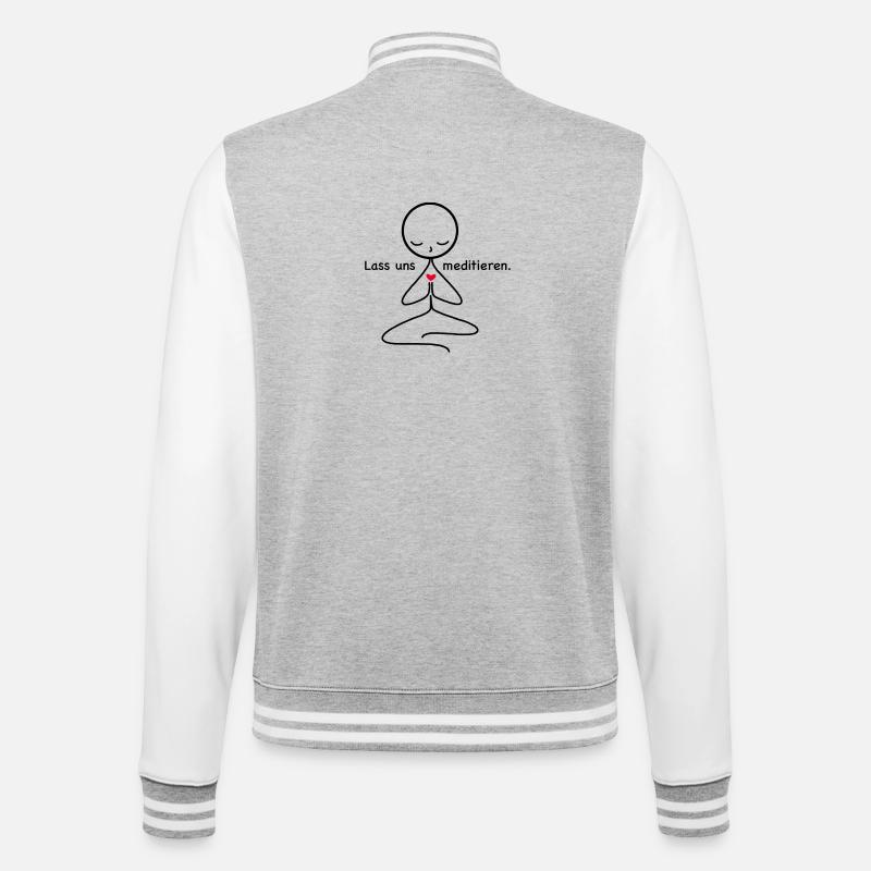 Meditation - College-Sweatjacke - Grau meliert/Weiß