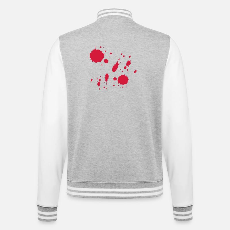 Red Paint Splashes Abstract Pattern - College Sweat Jacket - heather grey/white