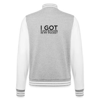 Bitcoin disant - Veste Teddy - gris chiné / blanc - Dos - Marisol (170cm)