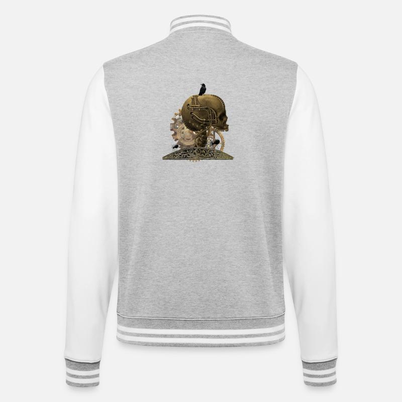 Super schrecklichen technischen Schädel - College-Sweatjacke - Grau meliert/Weiß