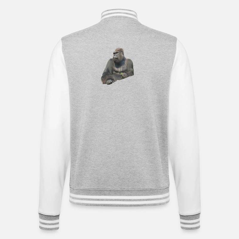 Gorilla - College-Sweatjacke - Grau meliert/Weiß