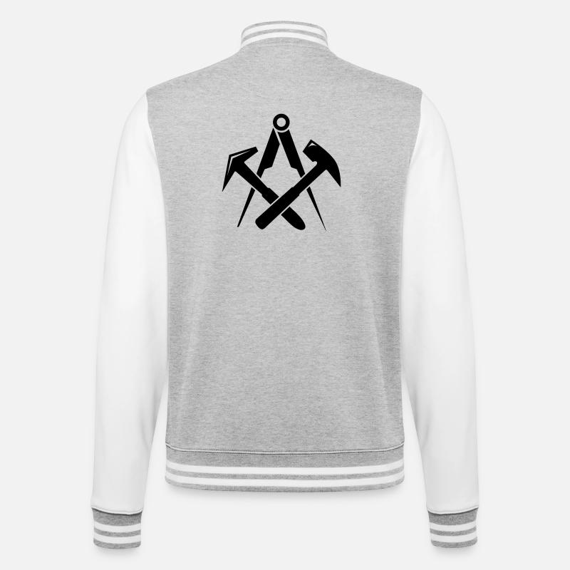 Dachdecker Zunftzeichen - College-Sweatjacke - Grau meliert/Weiß