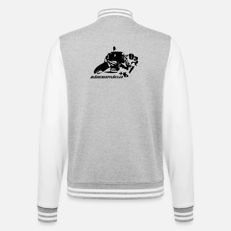 Blümchen-Pflücker Hanging off - College-Sweatjacke - Grau meliert/Weiß