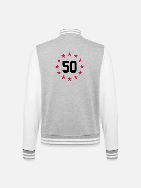 50 ans - Veste Teddy - gris chiné / blanc