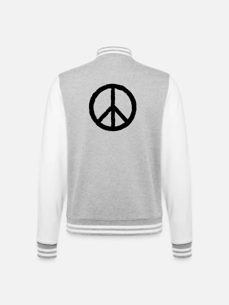 Peace Zeichen, Frieden - College-Sweatjacke - Grau meliert/Weiß