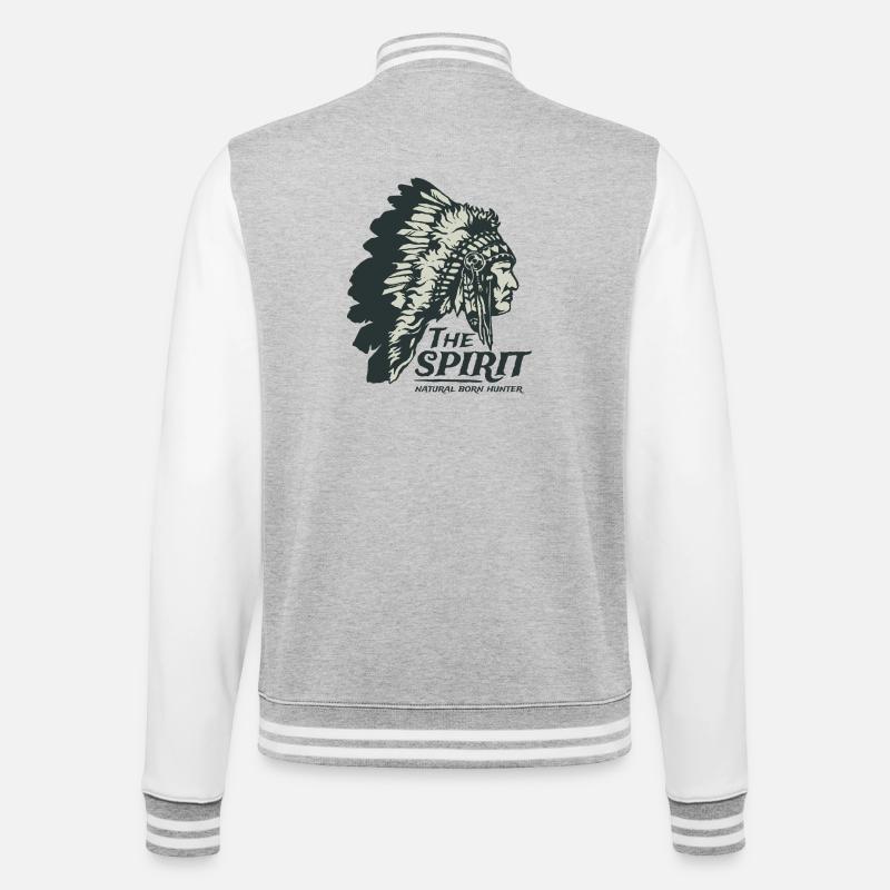 Indianer Häuptling Apache Federschmuck Geschenk - College-Sweatjacke - Grau meliert/Weiß