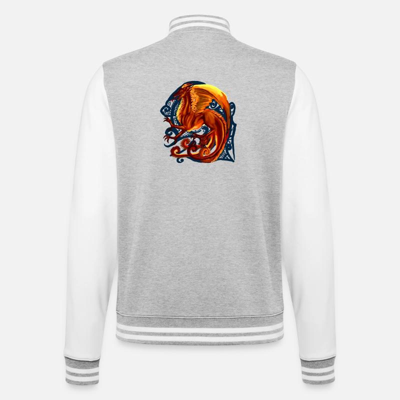 dragon rouge - Veste Teddy - gris chiné / blanc