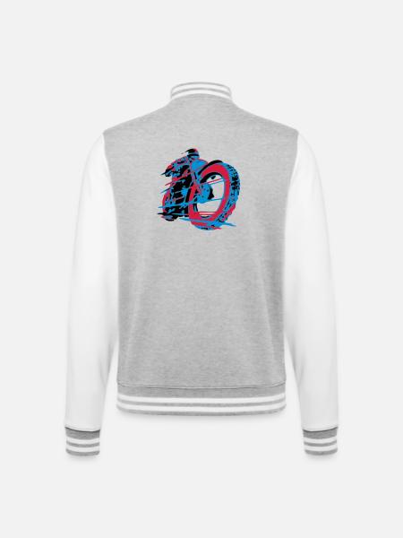 Classic Racer - College-Sweatjacke - Grau meliert/Weiß