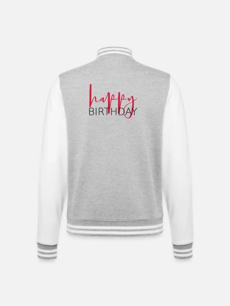 happy birthday congratulation gift idea - College Sweat Jacket - heather grey/white