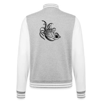 Hirondelle, printemps, messager de printemps - Veste Teddy - gris chiné / blanc - Dos - Marisol (170cm)