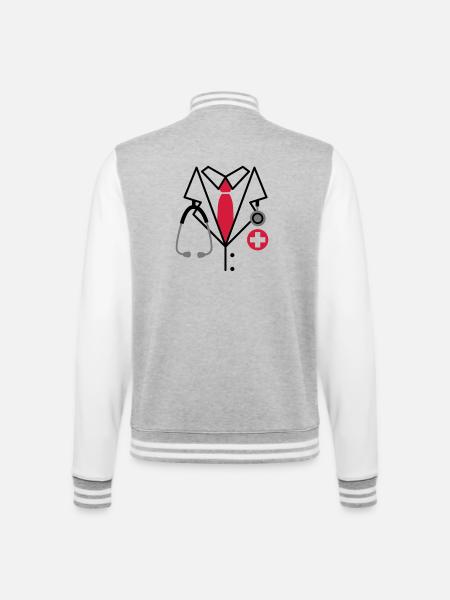 Doktor, Doktor Kostüm - College-Sweatjacke - Grau meliert/Weiß