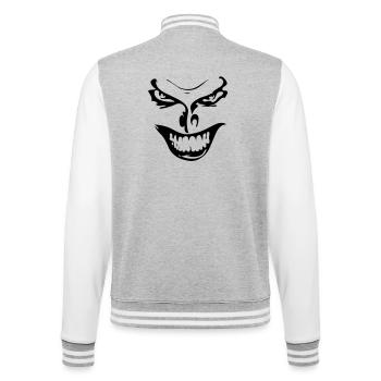 Evil Face - College Sweat Jacket - heather grey/white - Back - Marisol (170cm)