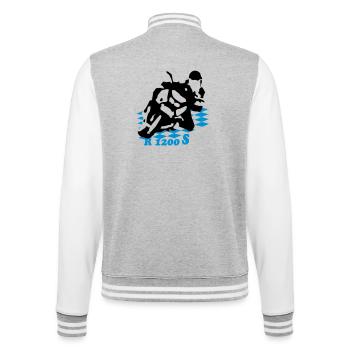 1200s_bayern_Fahne - College-Sweatjacke - Grau meliert/Weiß - Hinten - Marisol (170cm)