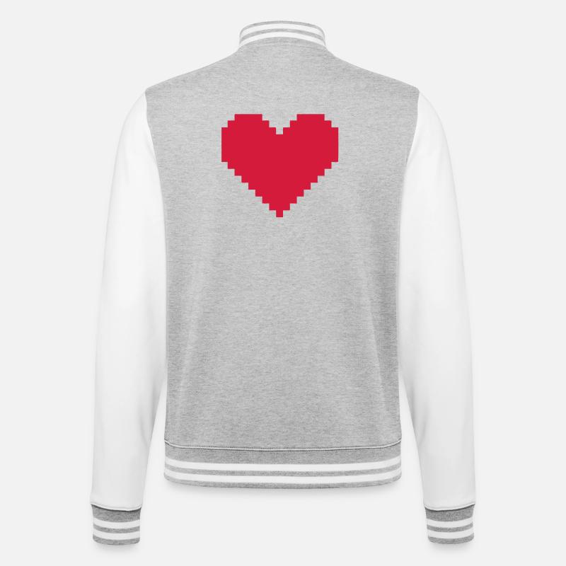 coeur pixel - Veste Teddy - gris chiné / blanc