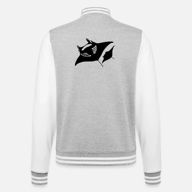 Teufelsrochen - College-Sweatjacke - Grau meliert/Weiß