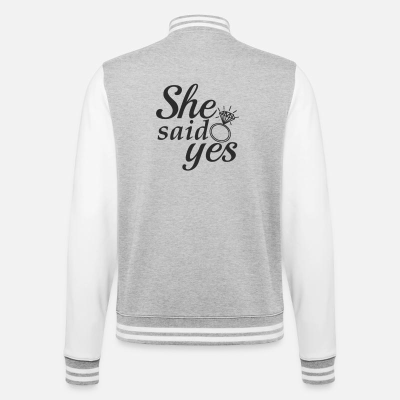 She said yes! - College Sweat Jacket - heather grey/white