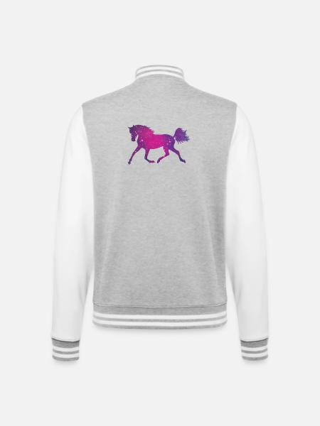 Horse silhouette Galaxy Space Universe - College Sweat Jacket - heather grey/white