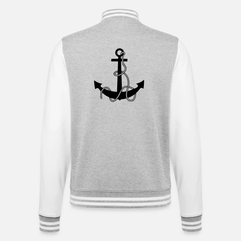 anchor - College-Sweatjacke - Grau meliert/Weiß