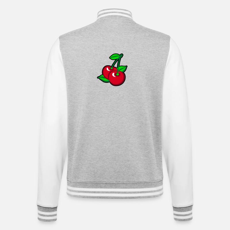 Red Cherries for cherry pickers - College-Sweatjacke - Grau meliert/Weiß