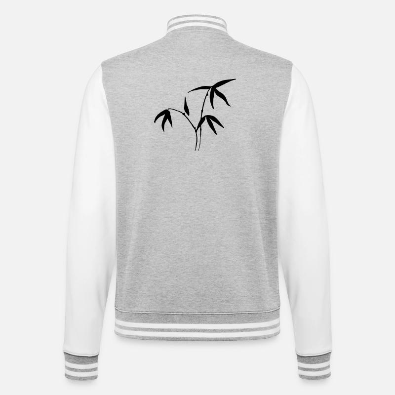 Bambus - College-Sweatjacke - Grau meliert/Weiß