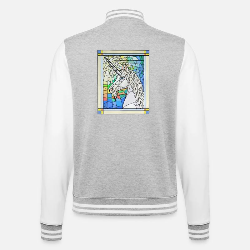 Einhorn in Glas - College-Sweatjacke - Grau meliert/Weiß