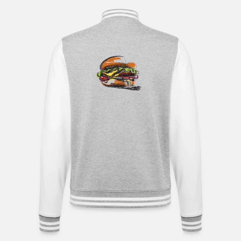 Hamburger-gefülltes Sandwich-Poster - College-Sweatjacke - Grau meliert/Weiß