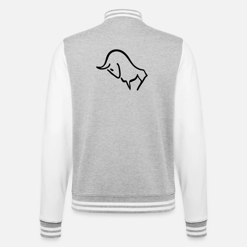 stier - College-Sweatjacke - Grau meliert/Weiß