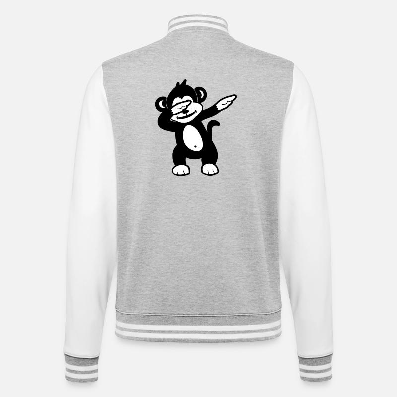 Monochromer Panda Wink Doodle - College-Sweatjacke - Grau meliert/Weiß