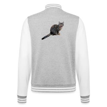 katze - College-Sweatjacke - Grau meliert/Weiß - Hinten - Marisol (170cm)