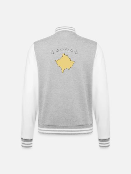 kosovo - College-Sweatjacke - Grau meliert/Weiß