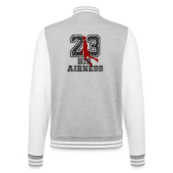 Basket 23 Chemise masculine Streetwear rétro - Veste Teddy - gris chiné / blanc - Dos - Marisol (170cm)