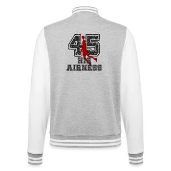 Basket-ball 45 Chemise masculine Streetwear rétro - Veste Teddy - gris chiné / blanc - Dos - Marisol (170cm)