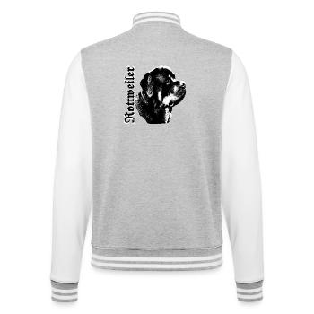 Rottweiler, tête de chien, combat de chien, propriétaire de chien, - Veste Teddy - gris chiné / blanc - Dos - Marisol (170cm)