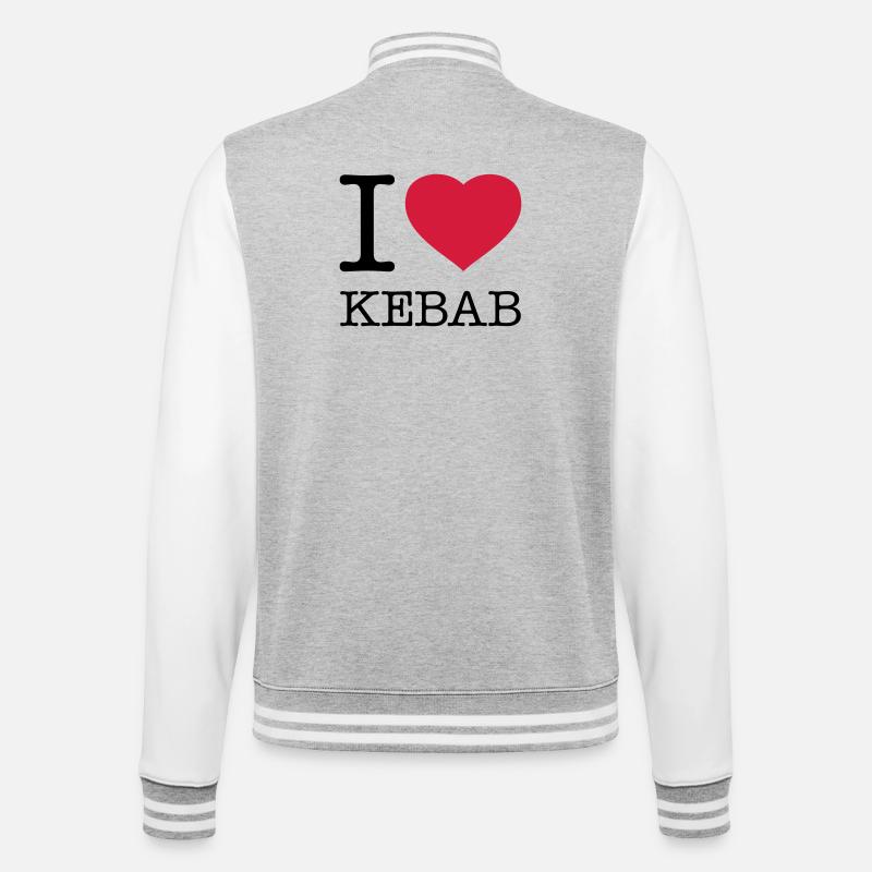 I LOVE KEBAB - College-Sweatjacke - Grau meliert/Weiß