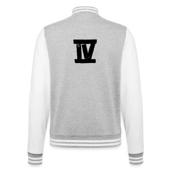 IV - 4 - Tape - College-Sweatjacke - Grau meliert/Weiß - Hinten - Marisol (170cm)