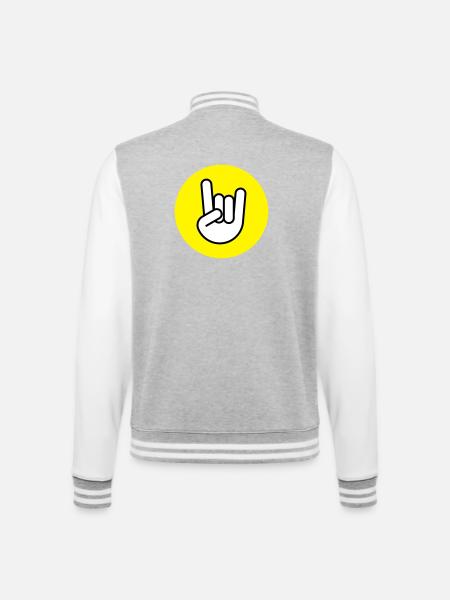 Pommes fork circle yellow - College Sweat Jacket - heather grey/white