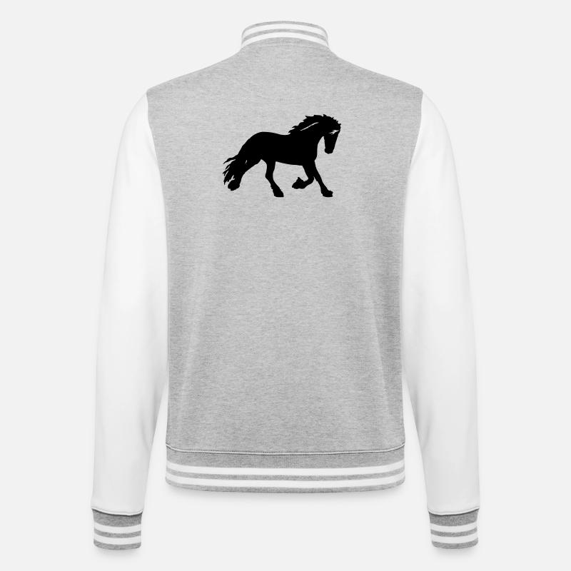 Pferd - College-Sweatjacke - Grau meliert/Weiß