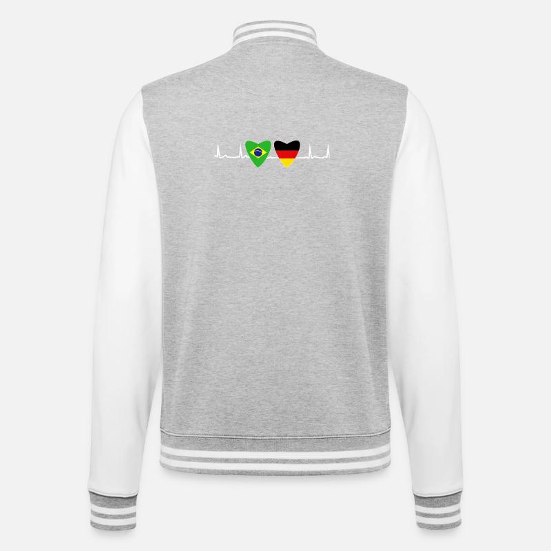 Brazil-German Flag Germany Gift - College Sweat Jacket - heather grey/white