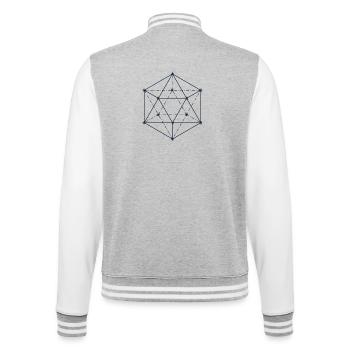 Blue Abstract Geometric Design - College Sweat Jacket - heather grey/white - Back - Marisol (170cm)