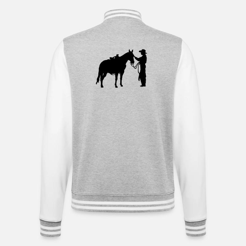 Frau mit Pferd - College-Sweatjacke - Grau meliert/Weiß