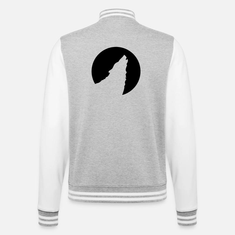 heulender Wolf - College-Sweatjacke - Grau meliert/Weiß
