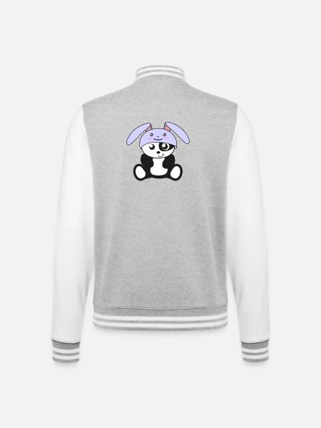 Panda im Hasenkostüm, zur Geburt, für Kinder, Baby - College-Sweatjacke - Grau meliert/Weiß