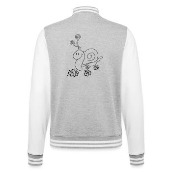 Lustige Wanderschnecke – Pilgern & Wandern - College-Sweatjacke - Grau meliert/Weiß - Hinten - Marisol (170cm)