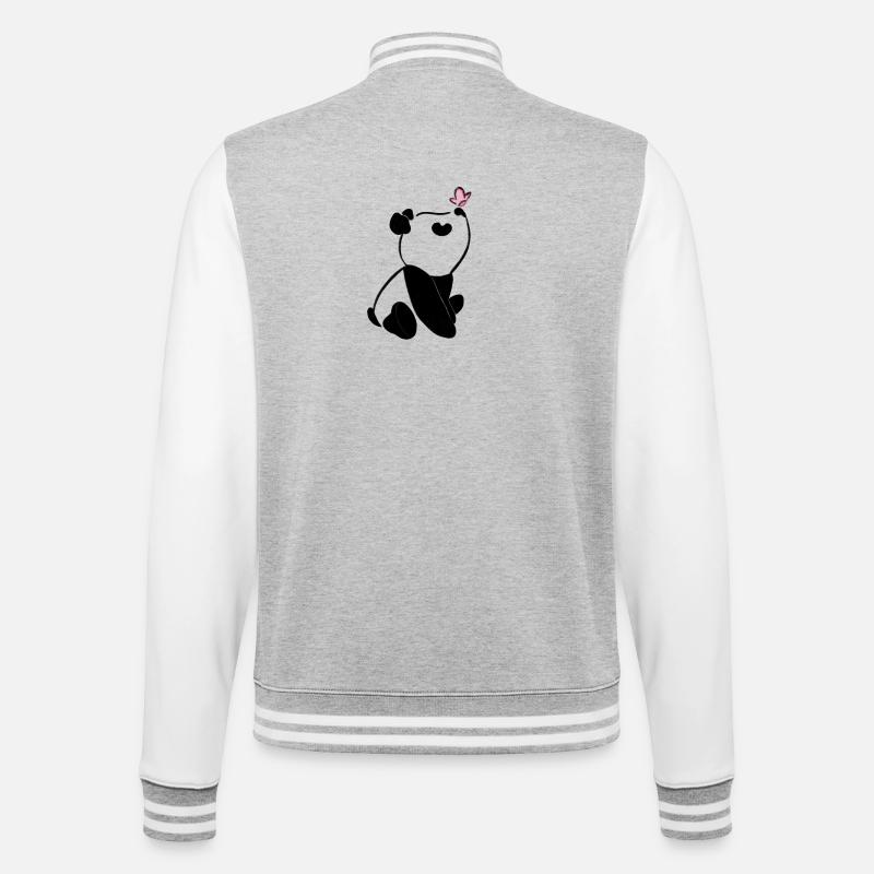 Panda avec papillon – Motif d’animal mignon - Veste Teddy - gris chiné / blanc