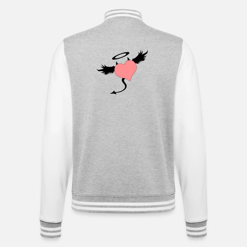 Halb Engel & Teufel - College-Sweatjacke - Grau meliert/Weiß