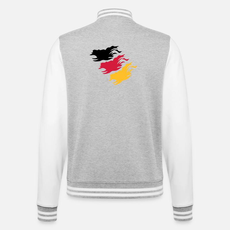 Design Germany - College-Sweatjacke - Grau meliert/Weiß